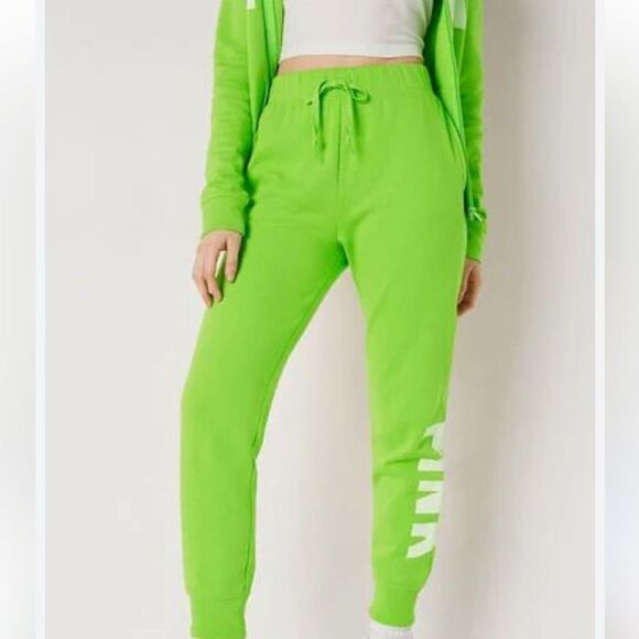 Victoria’s Secret Pink Relaxed Jogger Pants Fleece Lounge Bloom Green XXL - Picture 3 of 5
